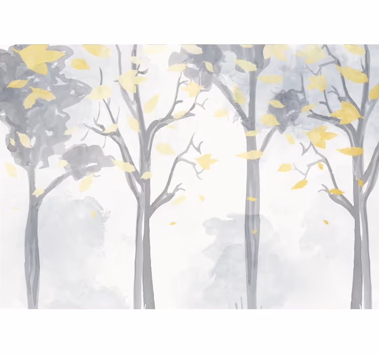Autumn trees silhouettes tree wall mural - TenStickers