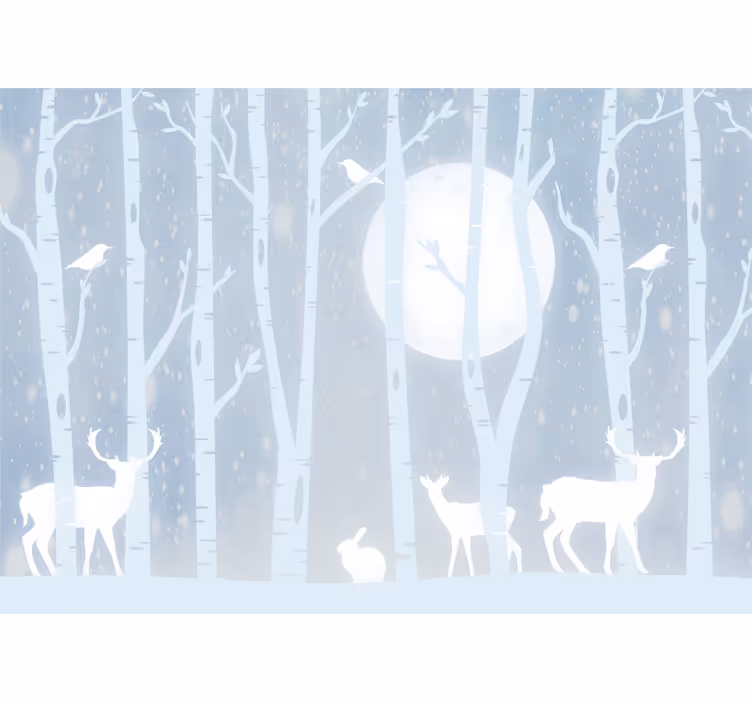 Kids wall mural deer and moon design - TenStickers