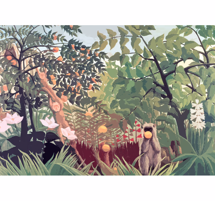 Master bedroom mural tropical monkeys at leisure - TenStickers