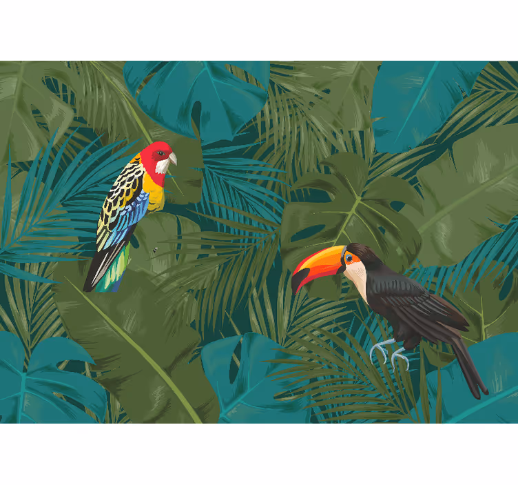 Animal mural tropical parrots showcase - TenStickers