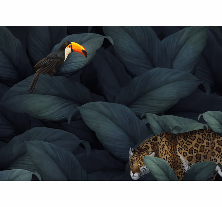 Animal mural tropical birds and leopards - TenStickers