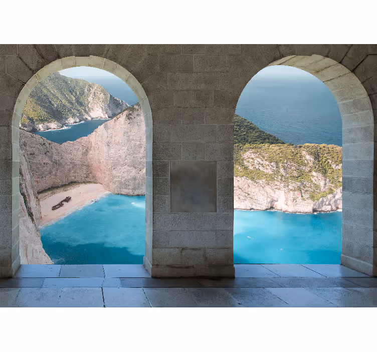 Landscape mural coastal view arch - TenStickers