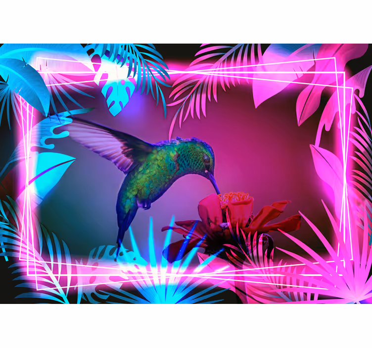 Hummingbird and Floral animal mural - TenStickers
