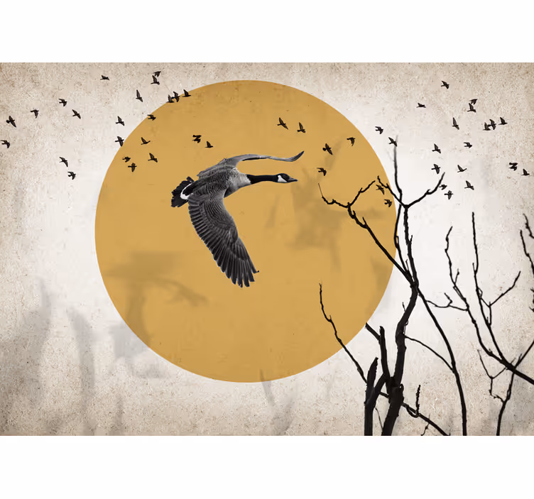 Animal mural flying goose silhouette - TenStickers