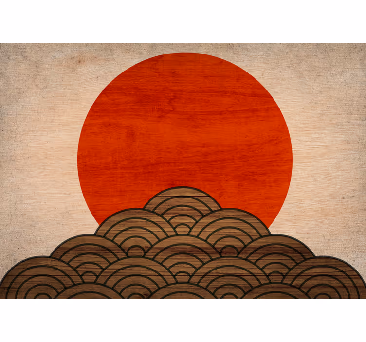 Animal mural red sun waves design - TenStickers