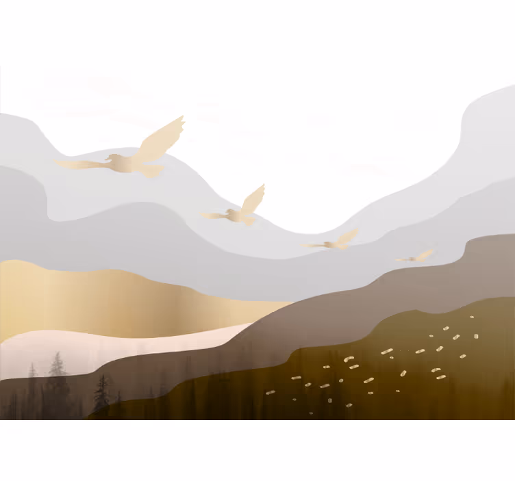 Nature wall mural flying bird silhouettes - TenStickers