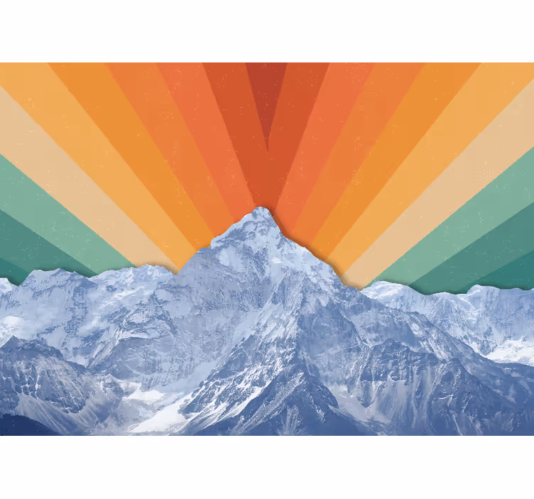 Mountain wall mural sunrise mountain peaks - TenStickers