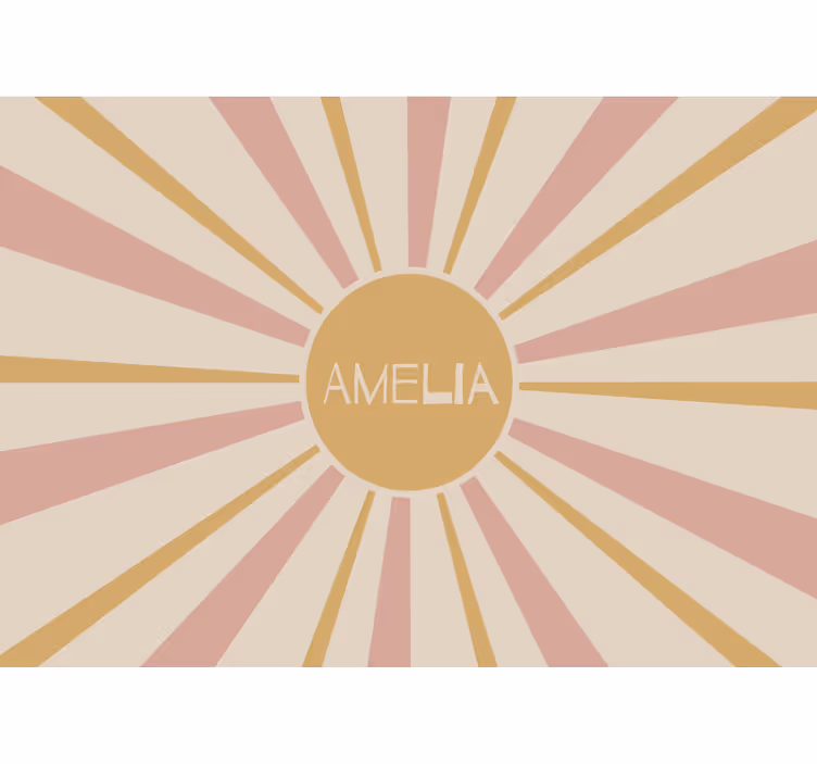 Phrase wall mural sunburst personalized name - TenStickers