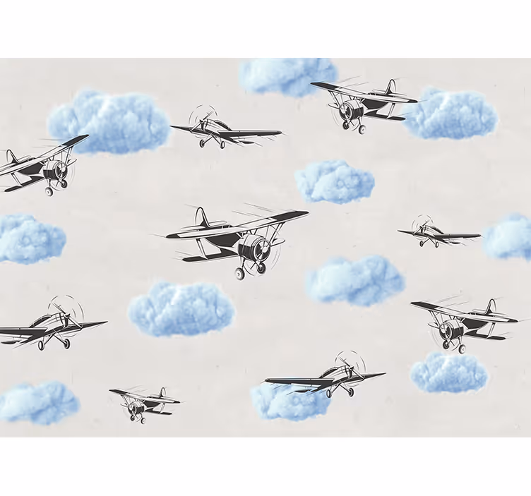 Vehicle wall mural of soaring vintage planes - TenStickers