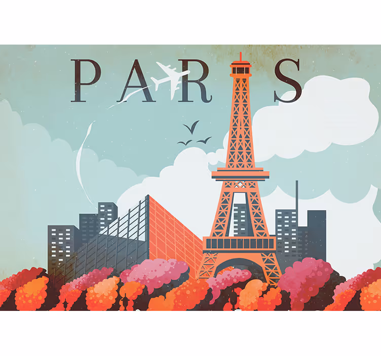 Paris wall mural eiffel tower cityscape - TenStickers