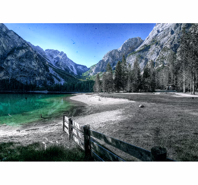 Mountainous lake serenity landscape mural - TenStickers
