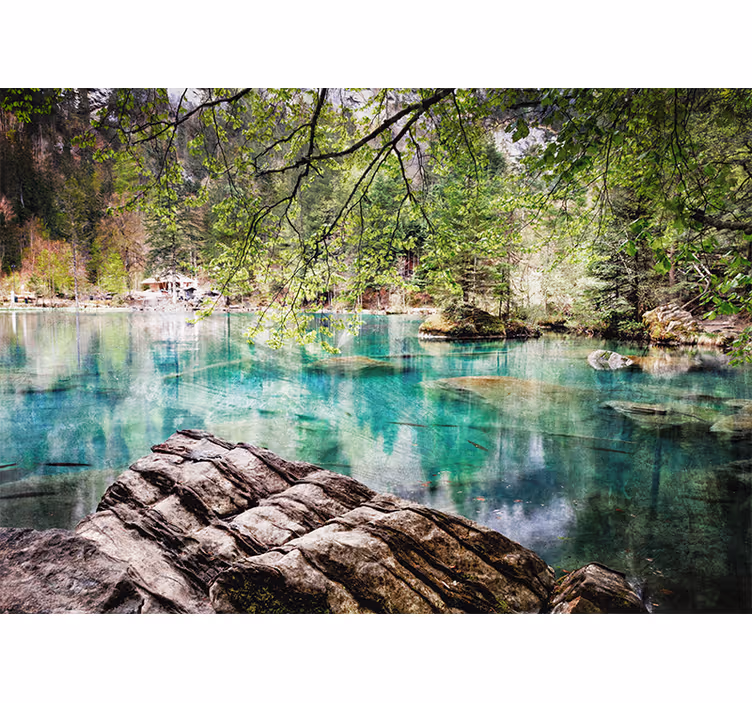 Tranquil lake scene landscape mural - TenStickers