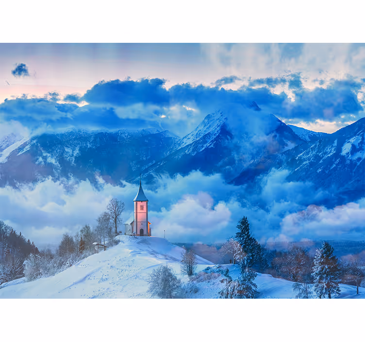 Landscape mural snowy mountain view - TenStickers