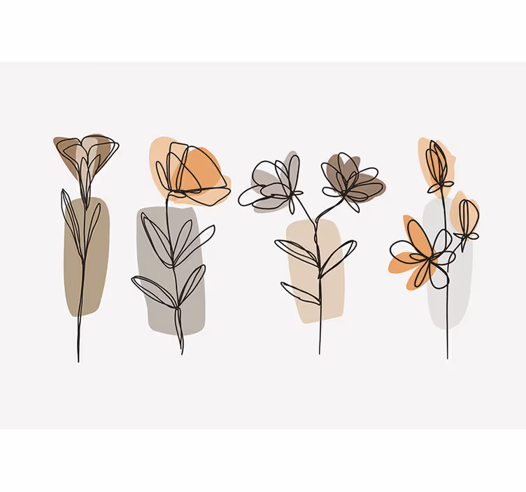 Minimalistic Style Floral Wall Mural - TenStickers