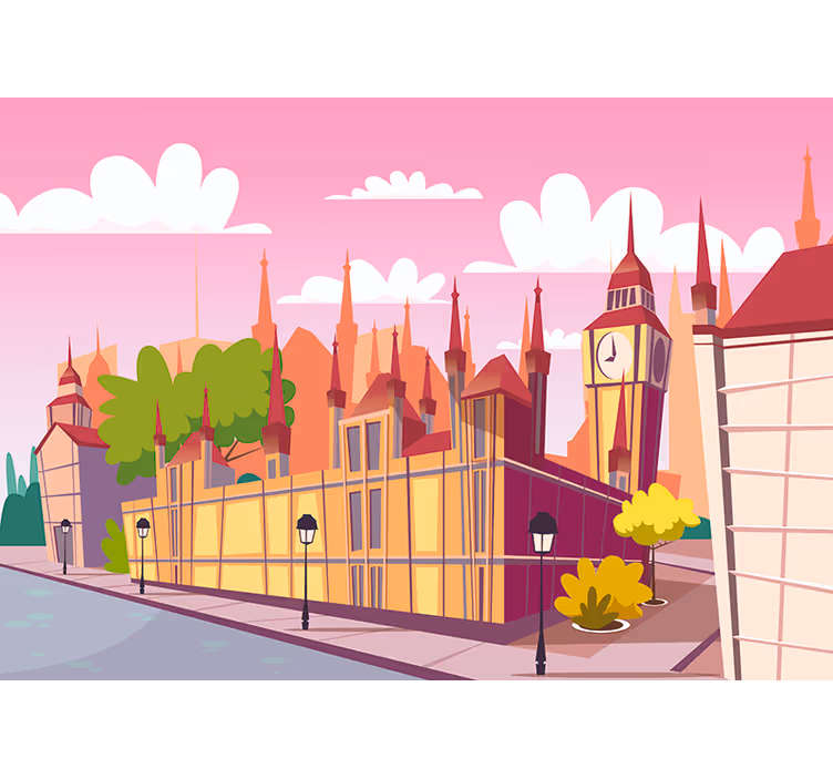 Cartoon Cityscape london wall mural - TenStickers