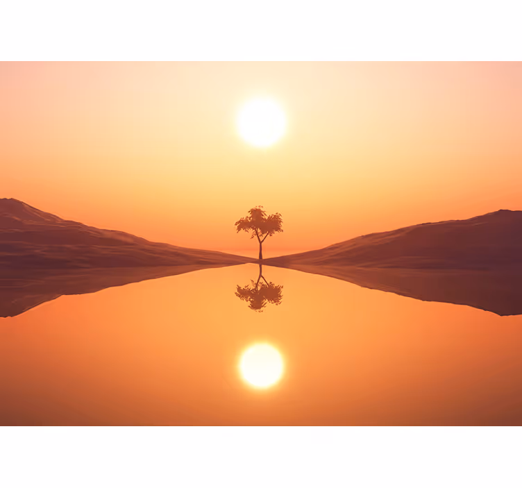 Serene Lake Sunrise landscape mural - TenStickers