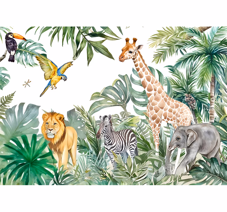 Jungle wildlife wall mural - TenStickers