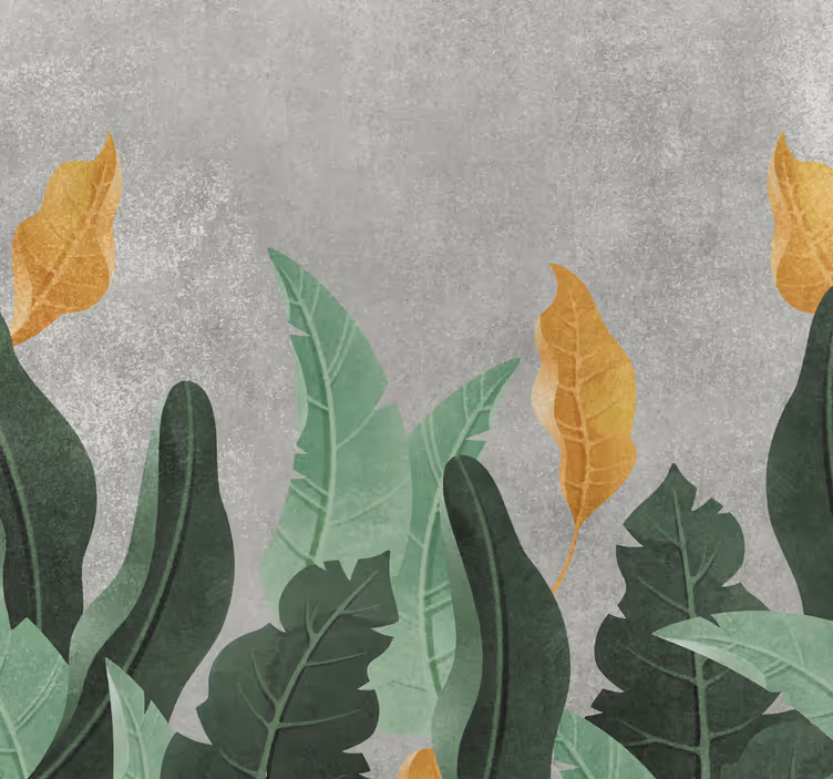 Plants on concrete living room wall mural - TenStickers