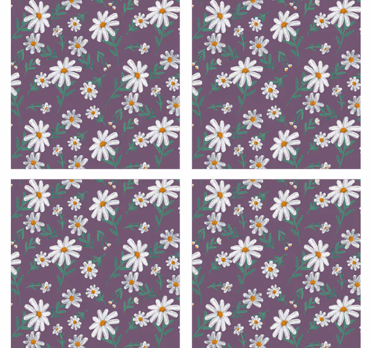 Daisy flower coaster with purple background - TenStickers