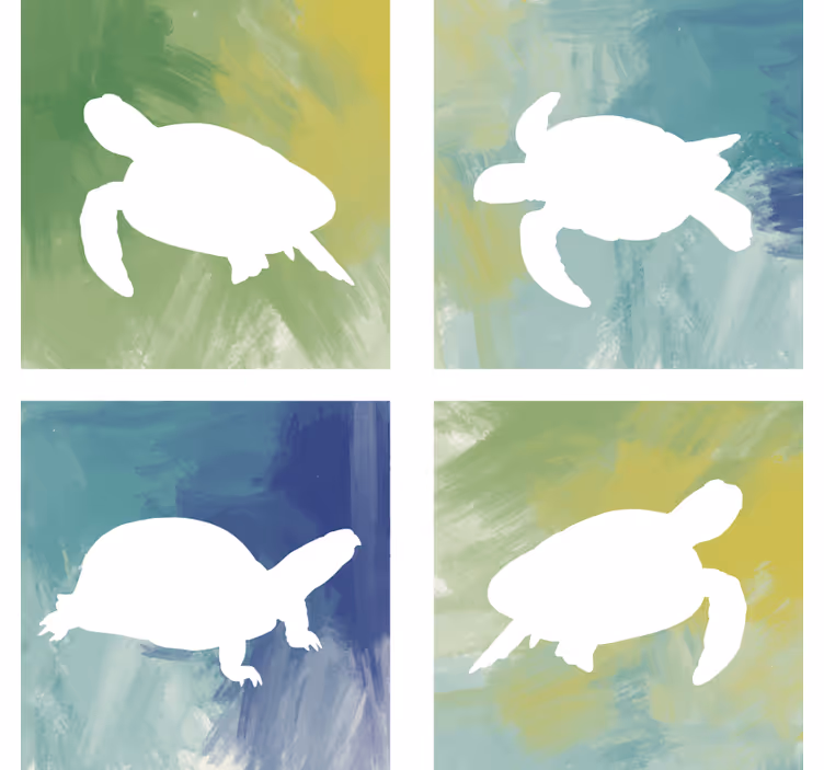 Colourful Turtle Tile Coaster Set - TenStickers