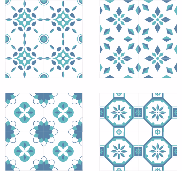 Floral tile pattern tile coasters - TenStickers