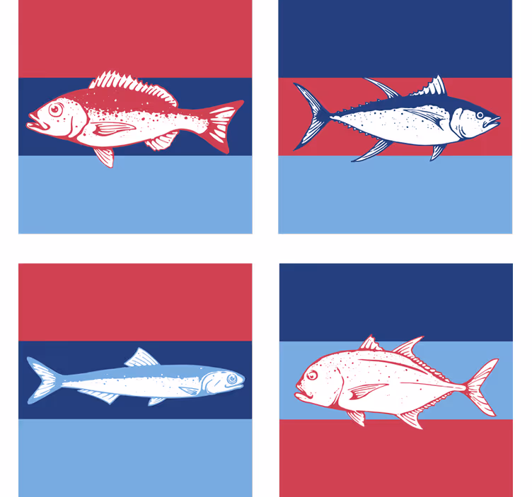 Beautiful hand drawn fish coaster - TenStickers