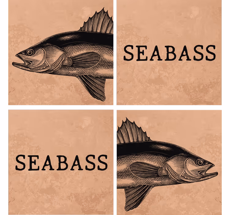 Personalisable coasters seabass illustration art - TenStickers