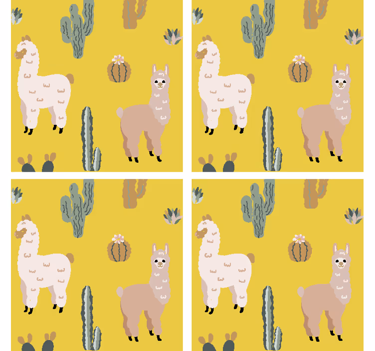 Alpaca and cactus modern coaster - TenStickers