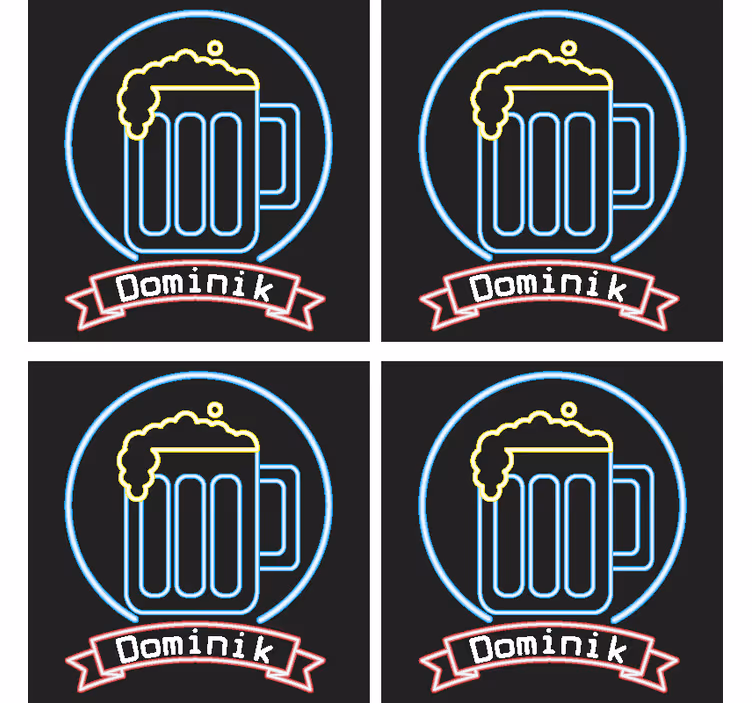 Neon beer with name beer mats - TenStickers