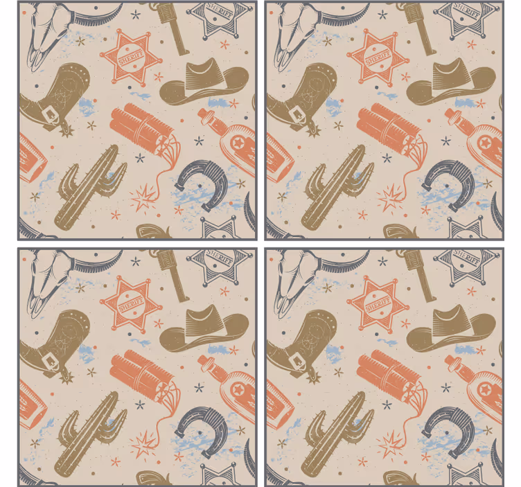 Geek coasters with cowboy theme designs - TenStickers