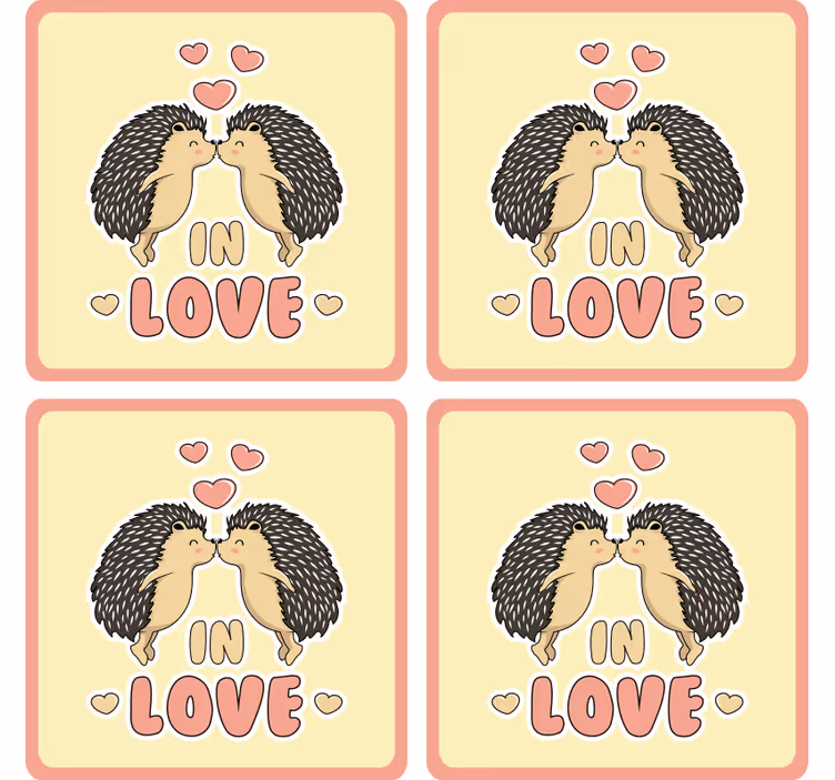 Modern coasters hedgehogs kissing hearts - TenStickers
