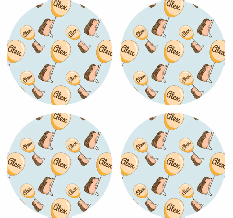 Personalisable coasters with fun hedgehog designs - TenStickers