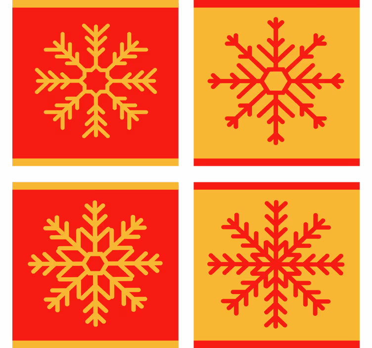 Christmas coaster with red and yellow snowflake design - TenStickers