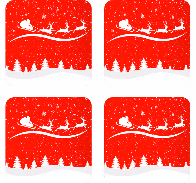 Christmas coaster santa sleigh with reindeer - TenStickers