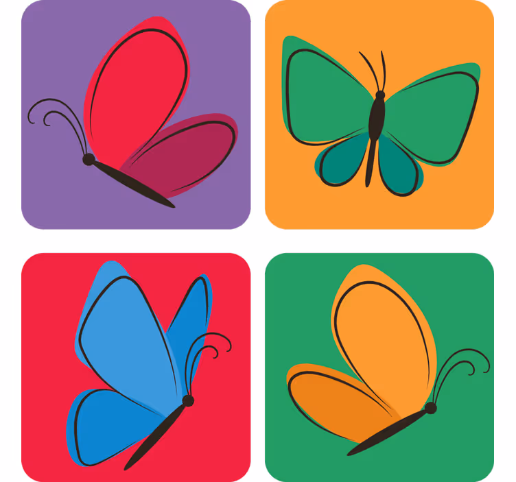 Geek coasters with colorful butterfly designs - TenStickers