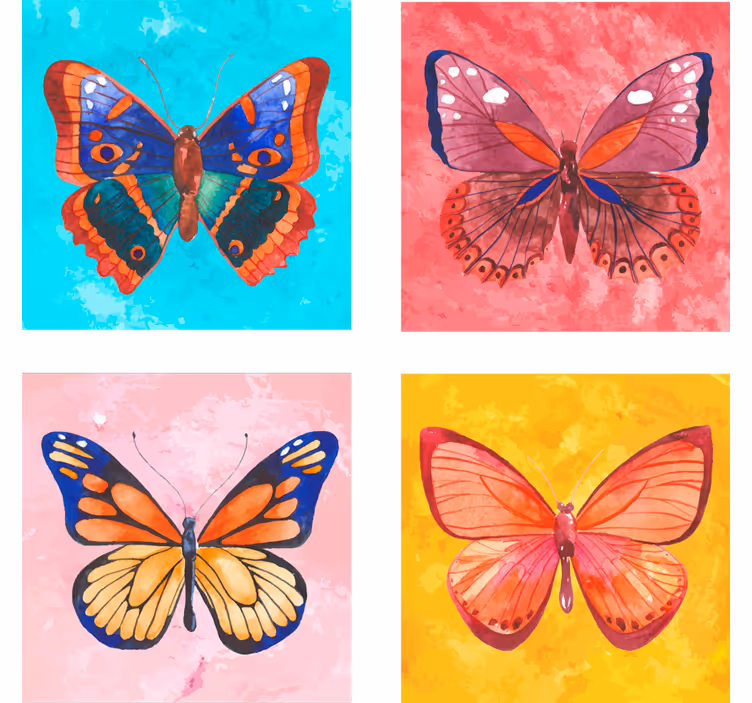 Geek coasters colorful butterfly illustration - TenStickers