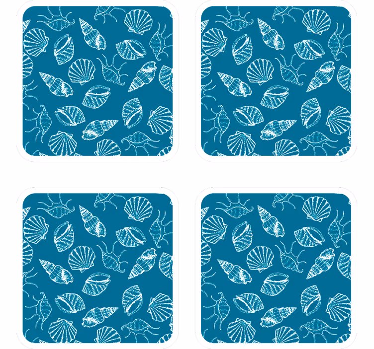 Coasters with shell patterns background - TenStickers