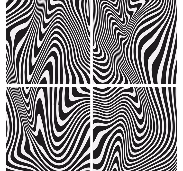 Coasters wavy black and white design - TenStickers
