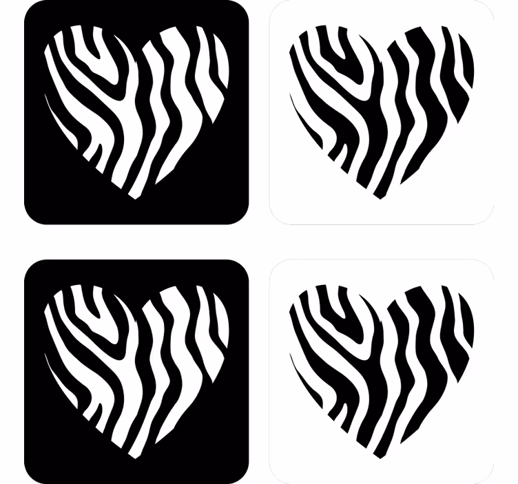 Geek coasters zebra pattern heart design - TenStickers