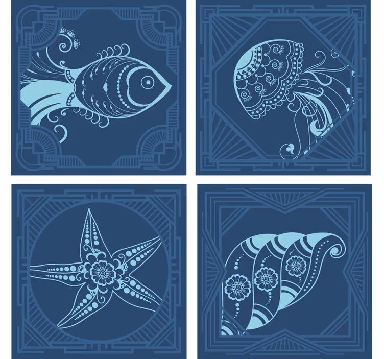 Geek coasters whimsical sea creatures - TenStickers