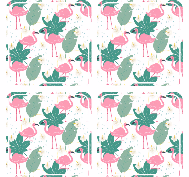 Geek coasters flamingo design with leaves - TenStickers