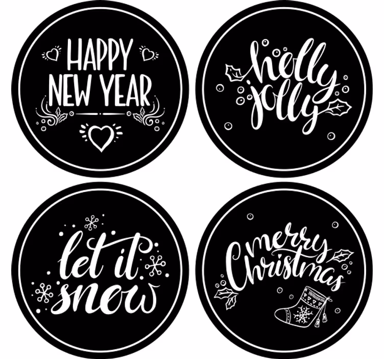 Christmas coaster joyful holiday greetings - TenStickers