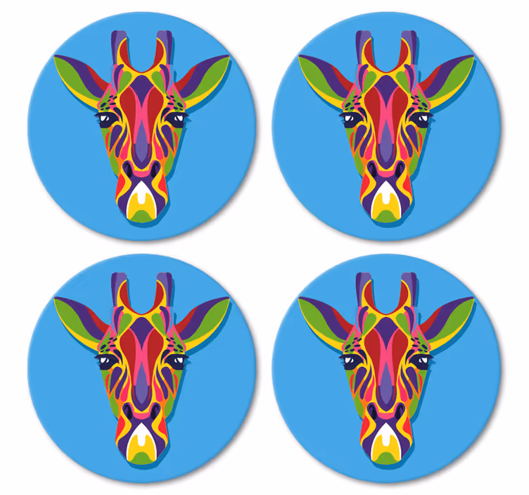 Multicoloured giraffe painting modern coaster - TenStickers