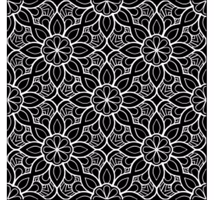 Modern black and white floral modern coaster - TenStickers