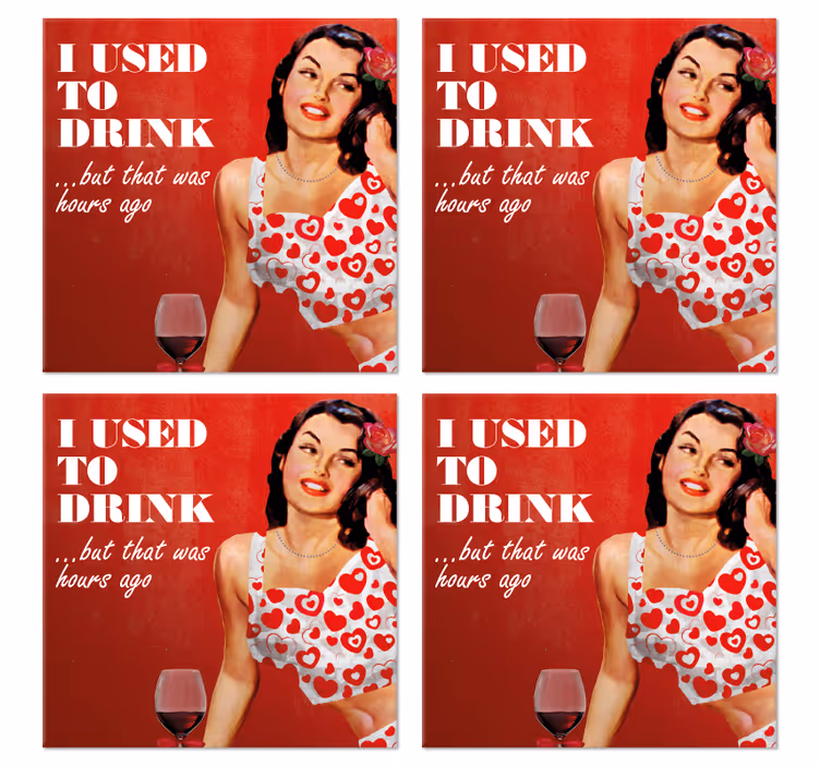 Retro girl with funny drink text vintage coasters - TenStickers
