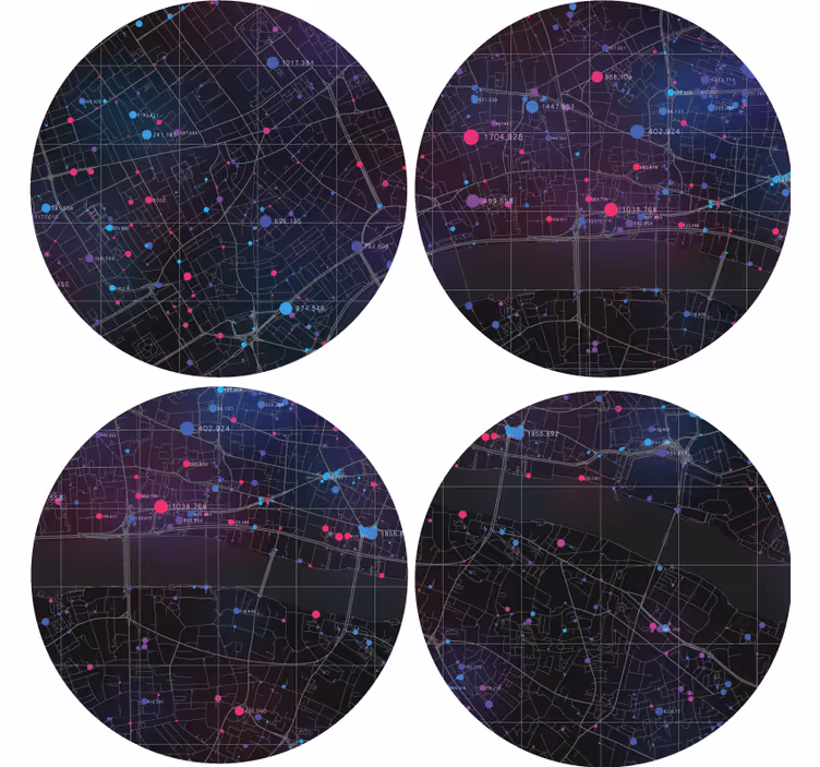 Different cities map modern coaster - TenStickers