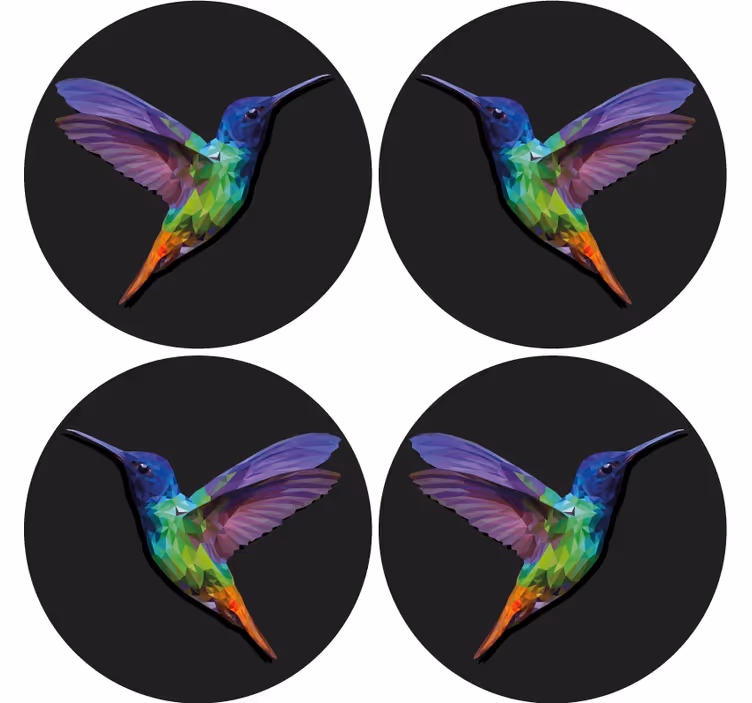 Geek coasters colorful hummingbird design - TenStickers