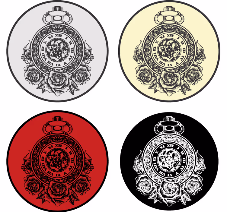 Vintage coasters with pocket watch roses design - TenStickers