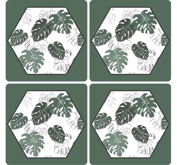 Coasters with hexagonal leaf design - TenStickers