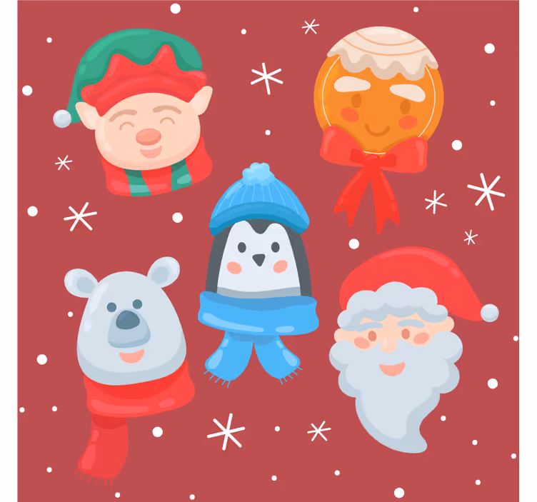 Christmas coaster celebratory figures set - TenStickers